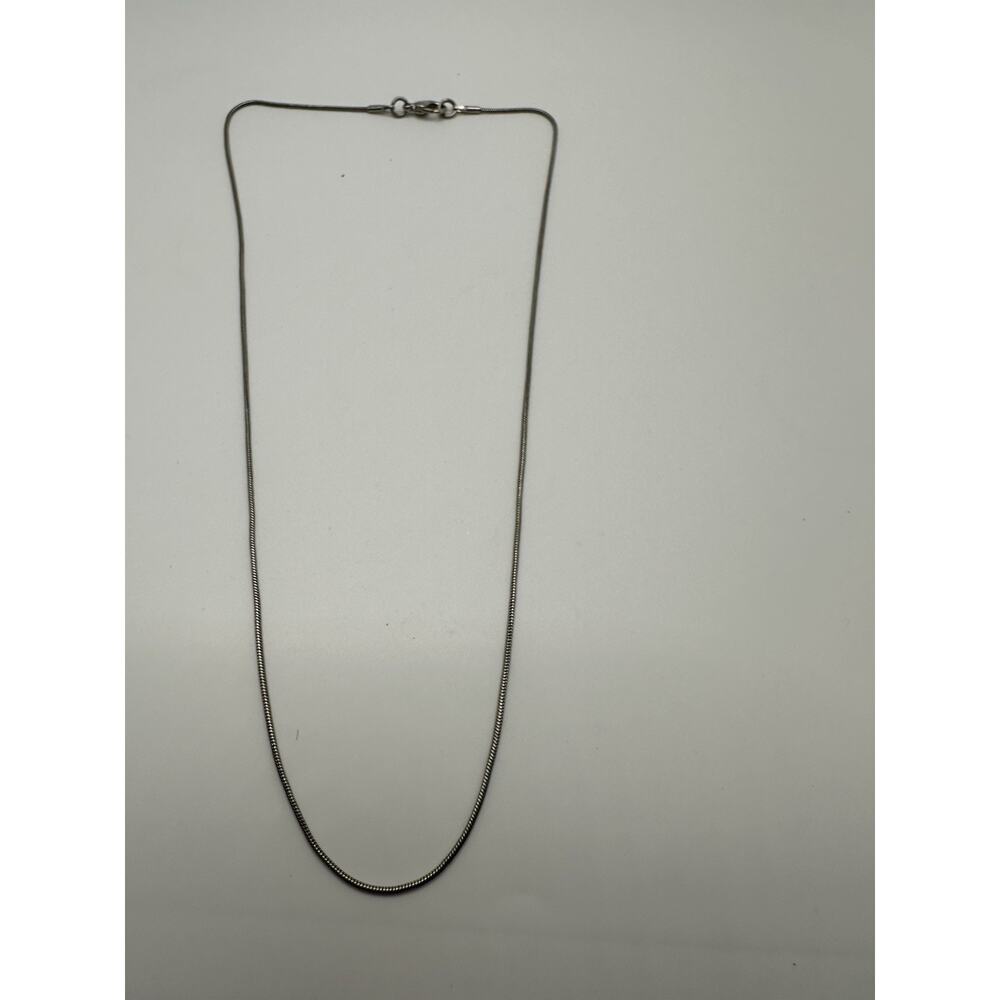 Plain Silver Tone Snake Chain Necklace 18”